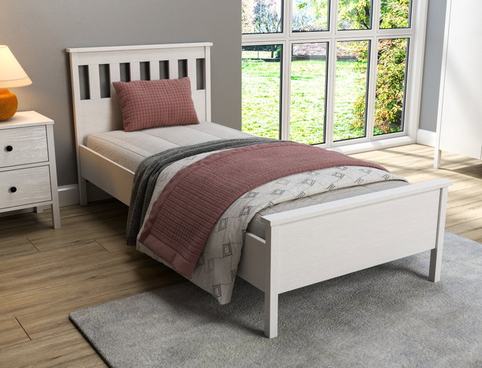 Hanah Home FRN-20064 Cama Doble Tablero de partículas melaminado Madera y Blanco 195x95x100 cm